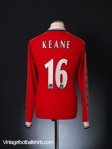 1998-00 Manchester United Home Shirt Keane #16 L/S L Football Shirt