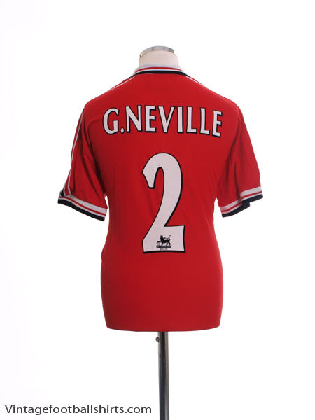 1998-00 Manchester United Home Shirt G.Neville #2 L Football Shirt
