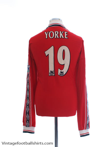1998-00 Manchester United Umbro Home Shirt Yorke #19 L/S XXL Football Shirt