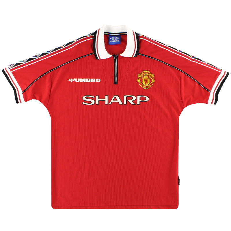 1998-00 Manchester United Umbro Home Shirt Treble #3 L | Vintage