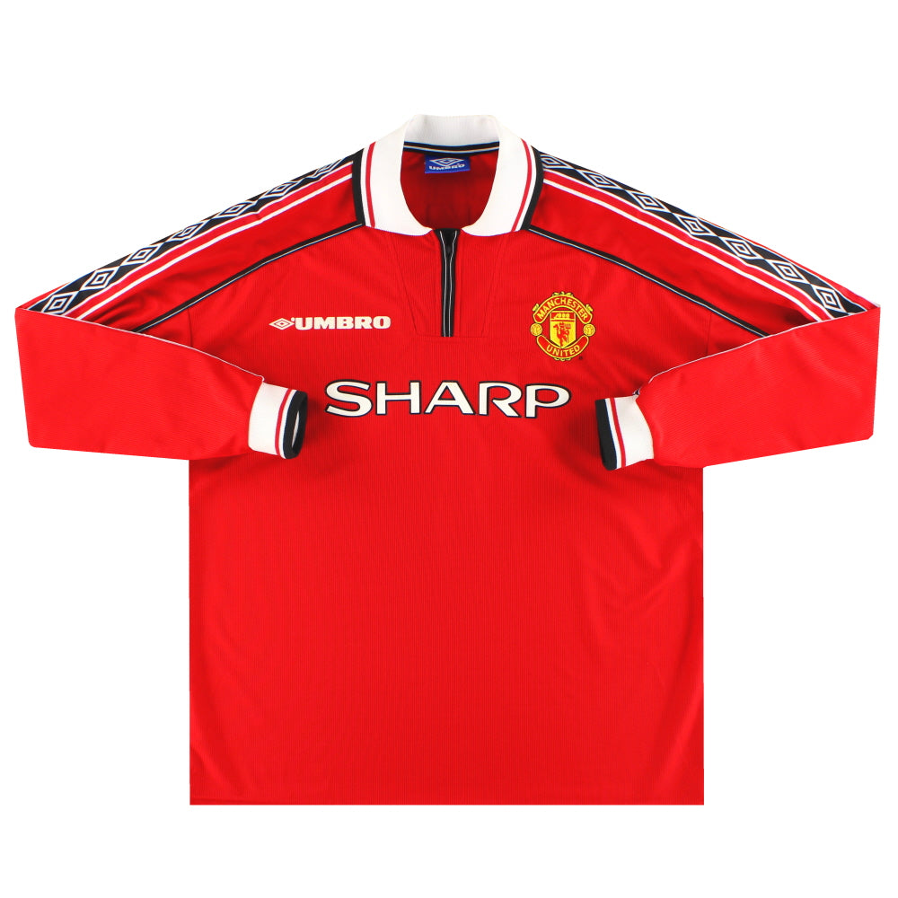 1998-00 Manchester United Umbro Home Shirt Beckham #7 L/S XL