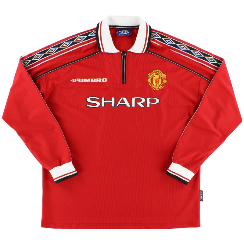 1998-99 Manchester United Umbro Home Shirt L/S XL Football Shirt