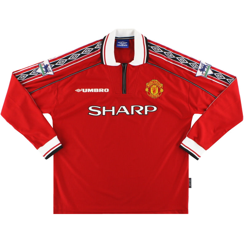 1998-99 Manchester United Umbro Home Shirt L/S  L Football Shirt