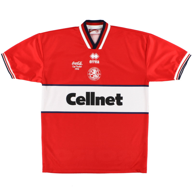 1998 Middlesbrough Errea 'Coca-Cola Cup Finalist' Home Shirt XL Football Shirt