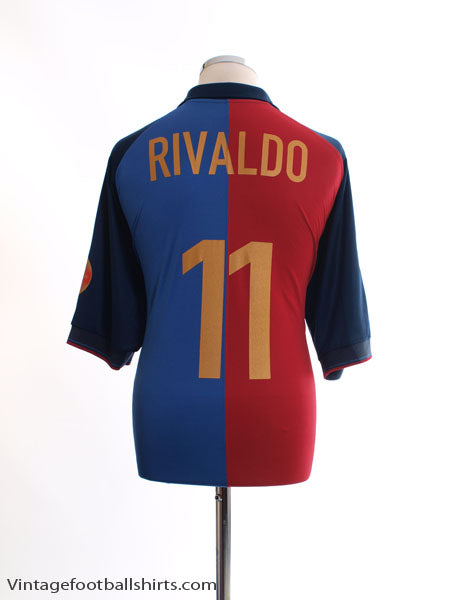 1999-00 Barcelona Centenary Home Shirt Rivaldo #11 XL Football Shirt