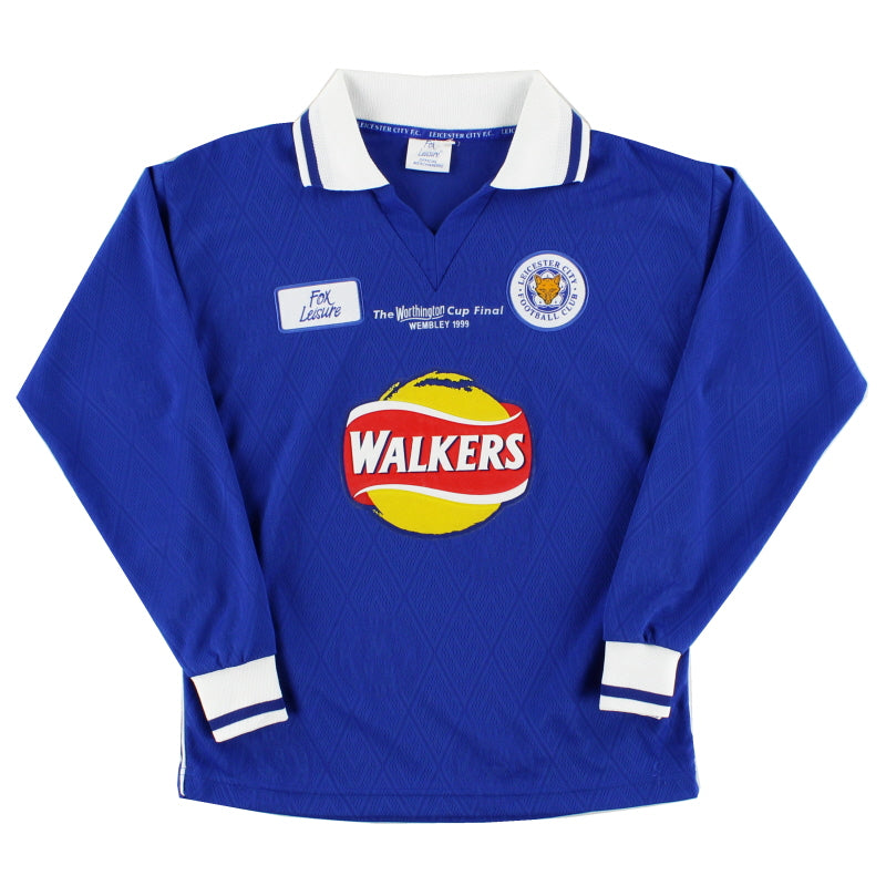 1999 Leicester Fox Leisure 'Worthington Cup Final' Home Shirt L/S *Mint* Y Football Shirt