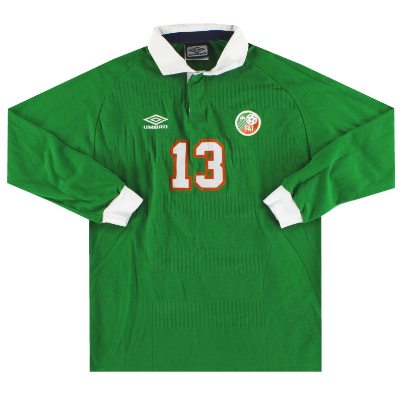 2000-01 Ireland Umbro Match Issue Home Shirt L/S #13 L Football Shirt