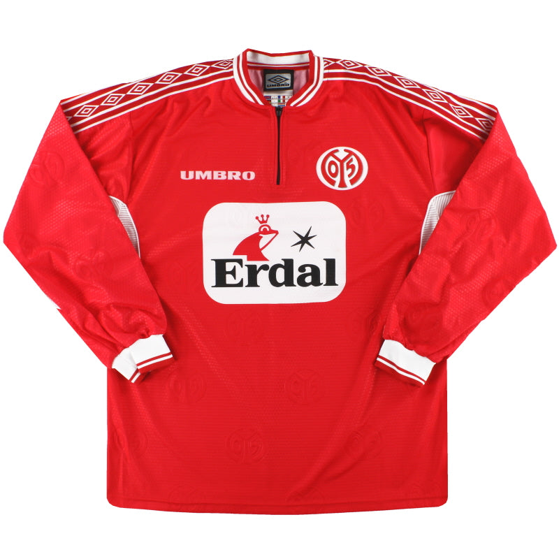 2000-01 Mainz 05 Umbro Home Shirt L/S *Mint* L Football Shirt