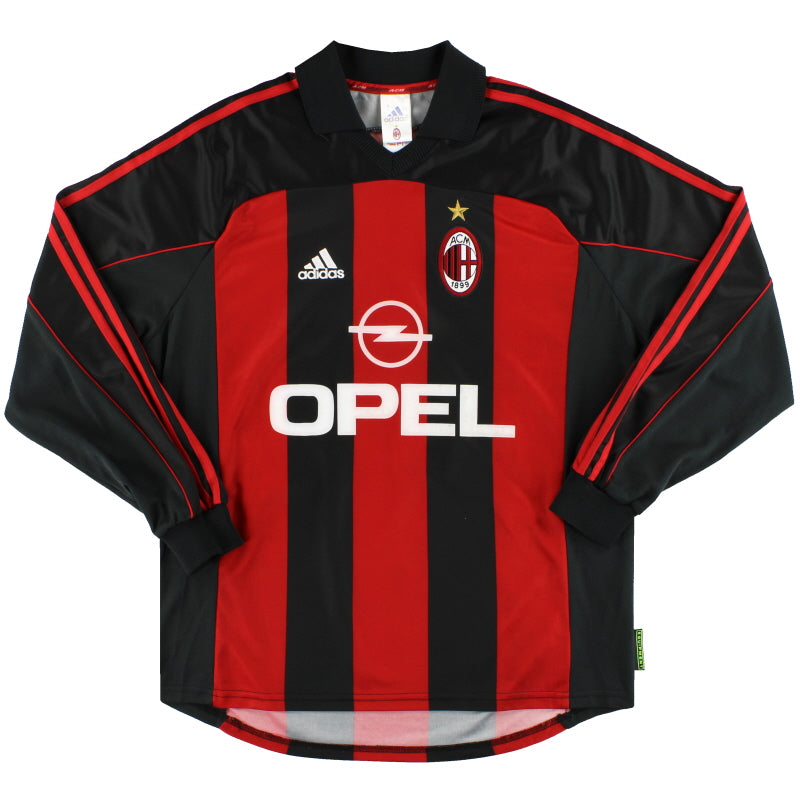 2000-02 AC Milan adidas Player Issue Home Shirt #6 L/S M Football Shirt