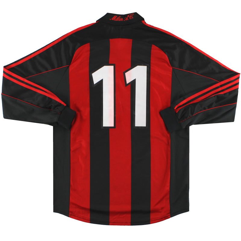 2000-02 AC Milan adidas Player Issue Home Shirt #11 L/S L