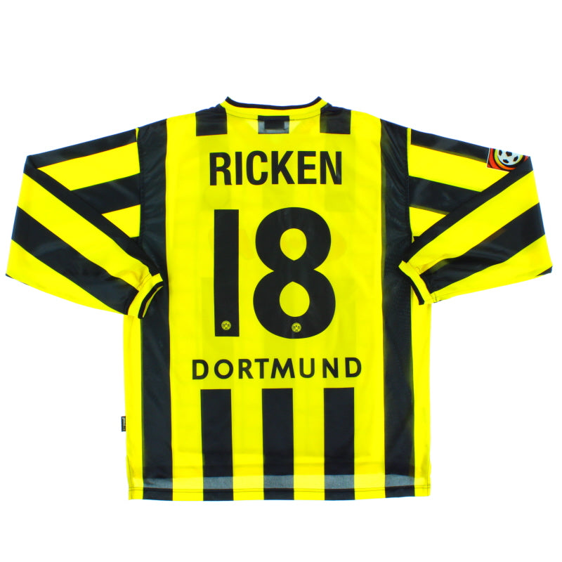 2000-02 Borussia Dortmund Home Shirt Ricken #18 L/S L Football Shirt