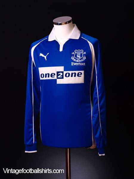 2000-02 Everton Home Shirt L/S L Football Shirt