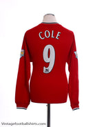 2000-02 Manchester United Home Shirt Cole #9 *Mint* L/S M Football Shirt
