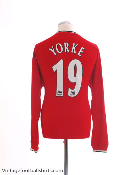 2000-02 Manchester United Umbro Home Shirt Yorke #19 L/S L Football Shirt