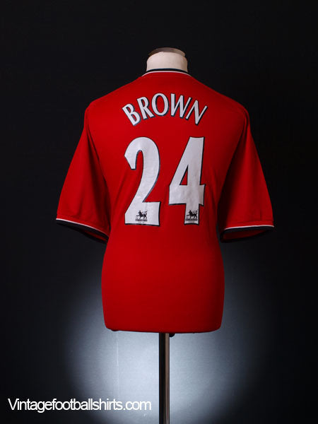 2000-02 Manchester United Home Shirt Brown #24 XL Football Shirt