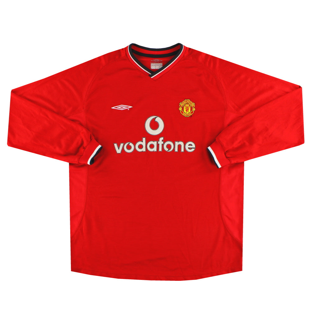 2000-02 Manchester United Umbro Home Shirt L/S Beckham #7 XXL