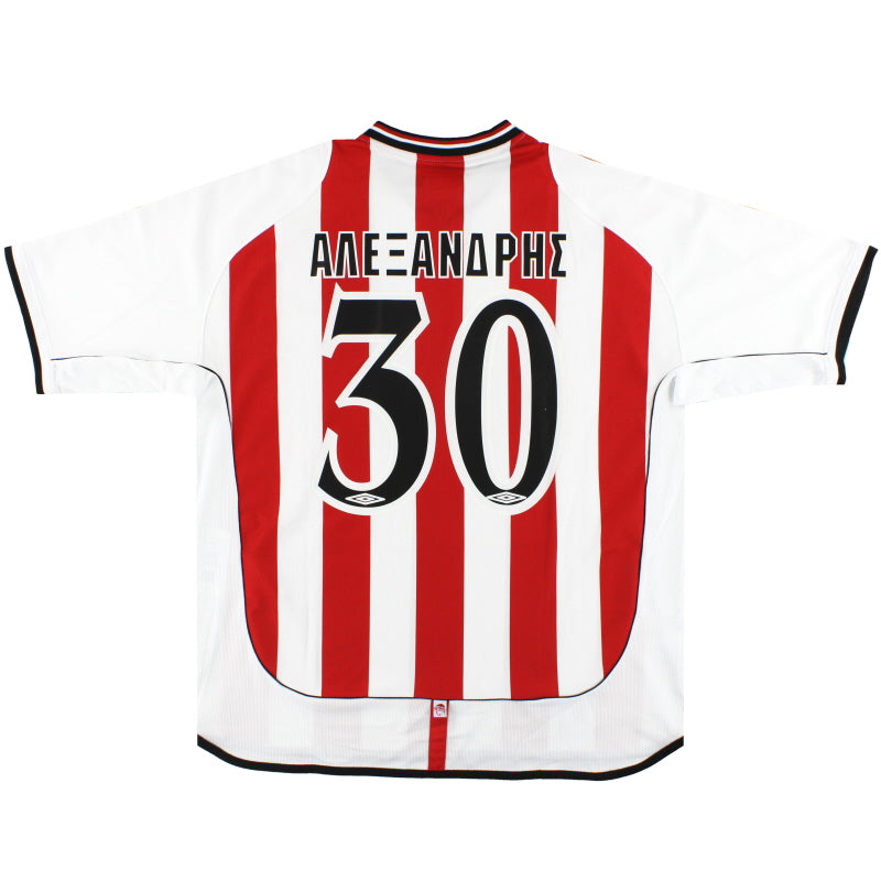 2001-02 Olympiakos Umbro Home Shirt Alexandris #30 XXL | Vintage