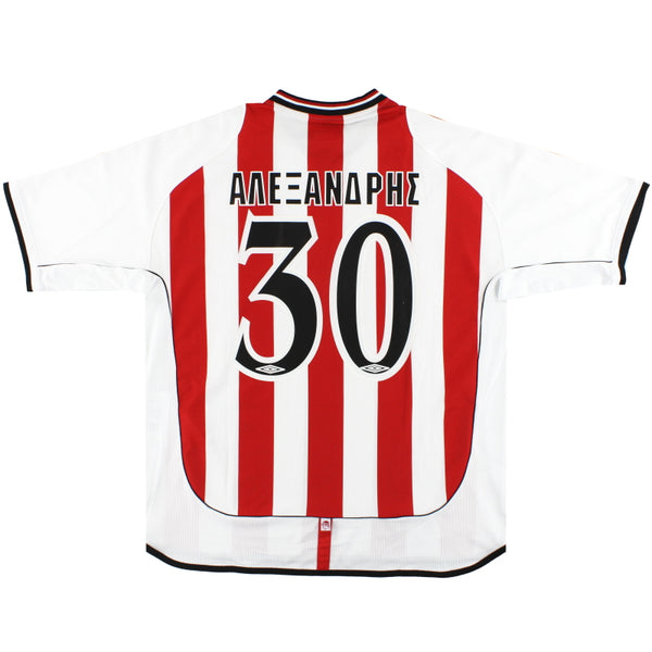 2001-02 Olympiakos Umbro Home Shirt Alexandris #30 XXL | Vintage