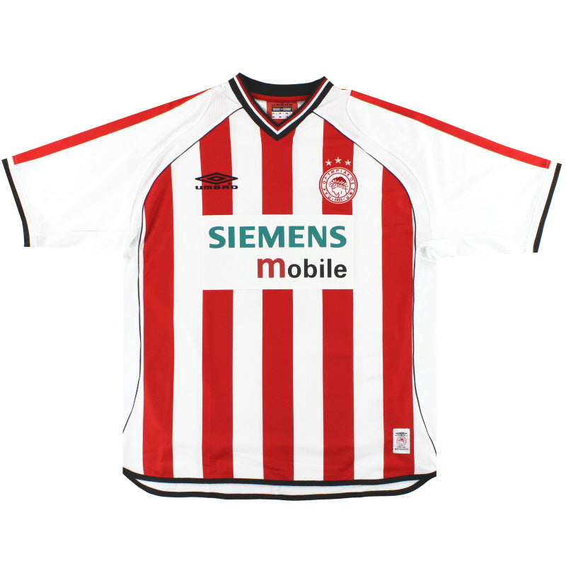 2001-02 Olympiakos Umbro Home Shirt Alexandris #30 XXL | Vintage
