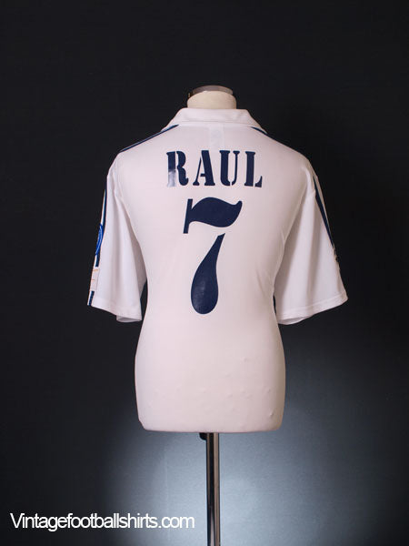 2001-02 Real Madrid Champions League Centenary Home Shirt Raul #7 L Football Shirt
