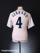 2001-03 England Home Shirt Gerrard #4 M Football Shirt