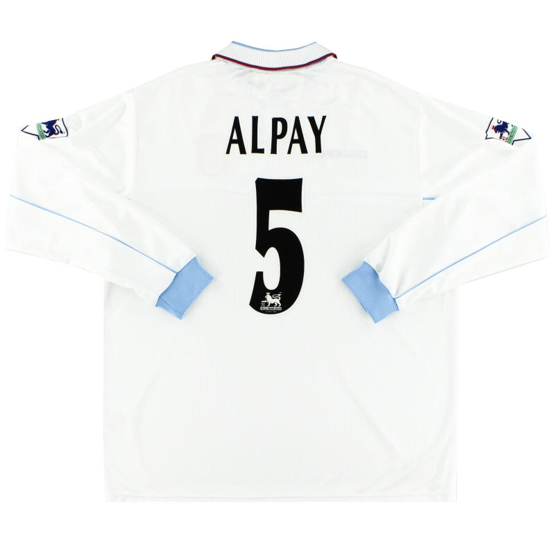 2002-03 Aston Villa Diadora Match Issue Away Shirt Alpay #5 L/S XL Football Shirt