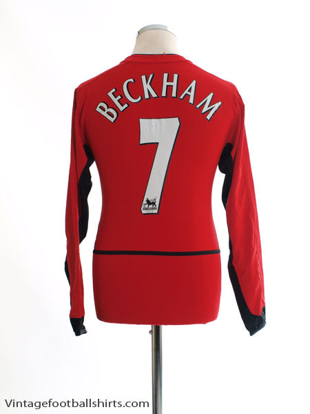 2002-03 Manchester United Home Shirt Beckham #7 L/S Y | Vintage