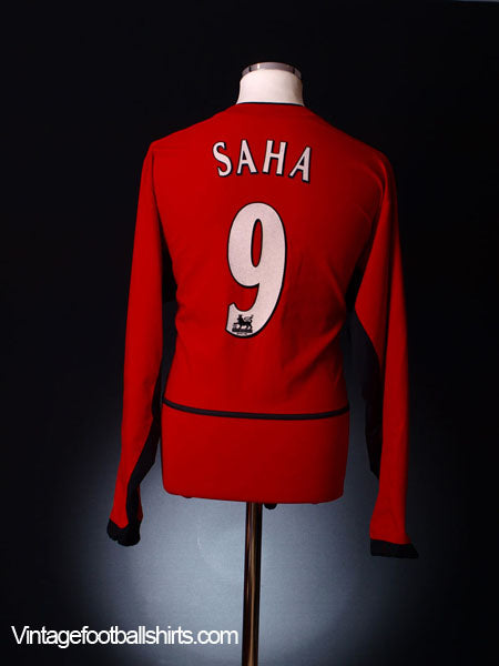 2002-04 Manchester United Home Shirt Saha #9 L/S XL Football Shirt