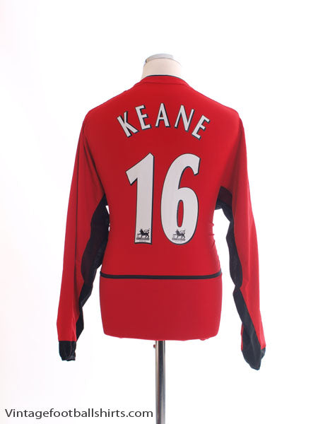 2002-04 Manchester United Home Shirt Keane #16 L/S M Football Shirt
