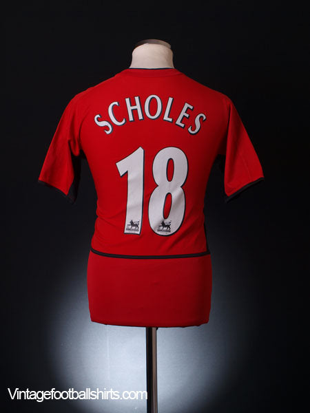 2002-04 Manchester United Home Shirt Scholes #18 M Football Shirt