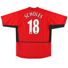 2002-04 Manchester United Nike Home Shirt Scholes #18 L Football Shirt
