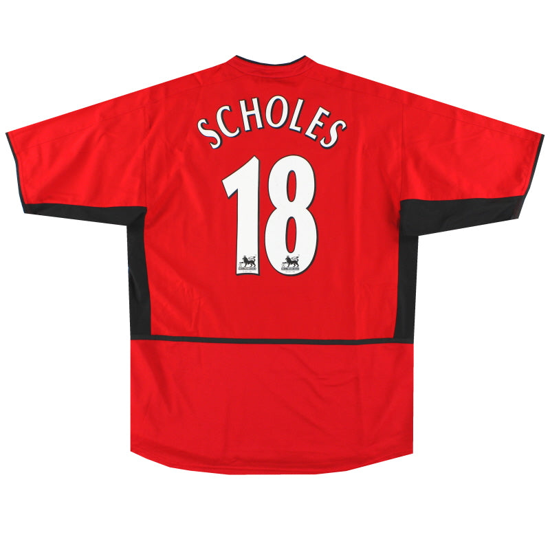 2002-04 Manchester United Nike Home Shirt Scholes #18 L Football Shirt