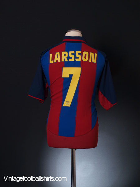 2003-04 Barcelona Home Shirt Larsson #7 XL Football Shirt