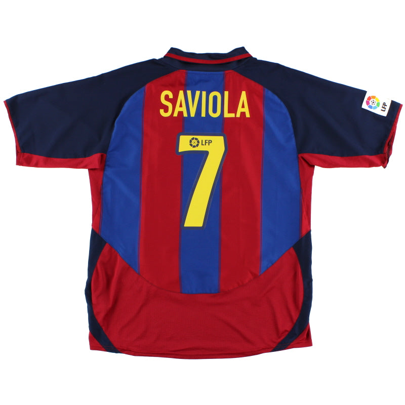2003-04 Barcelona Home Shirt Saviola #7 L Football Shirt