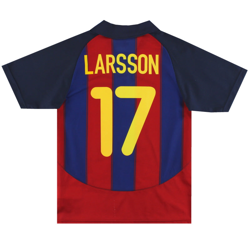 2003-04 Barcelona Nike Basic Home Shirt Larsson #17 L.Boys Football Shirt