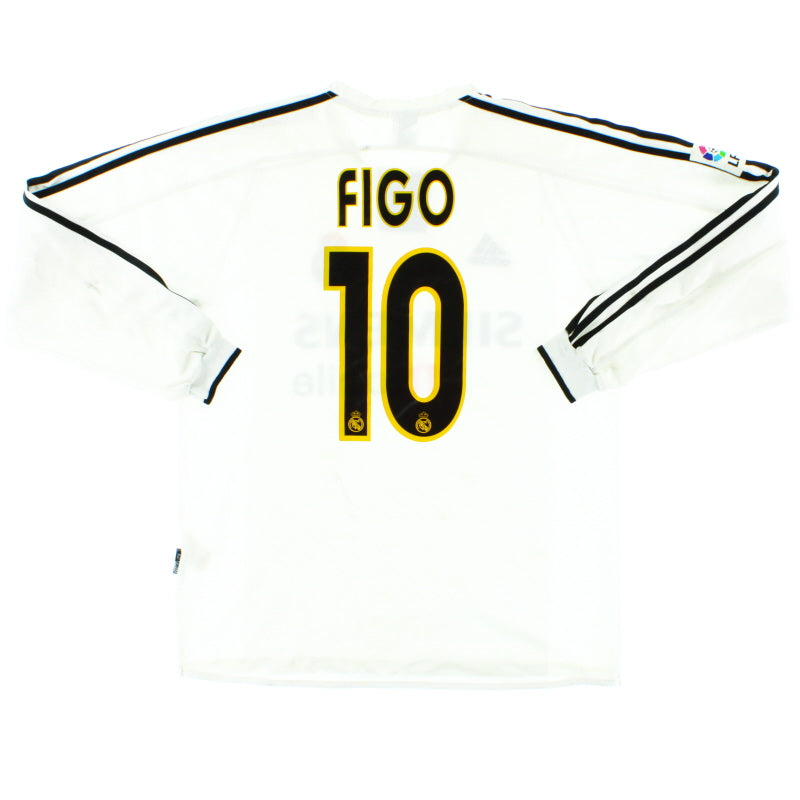 2003-04 Real Madrid adidas Home Shirt Figo #10 L/S XL | Vintage