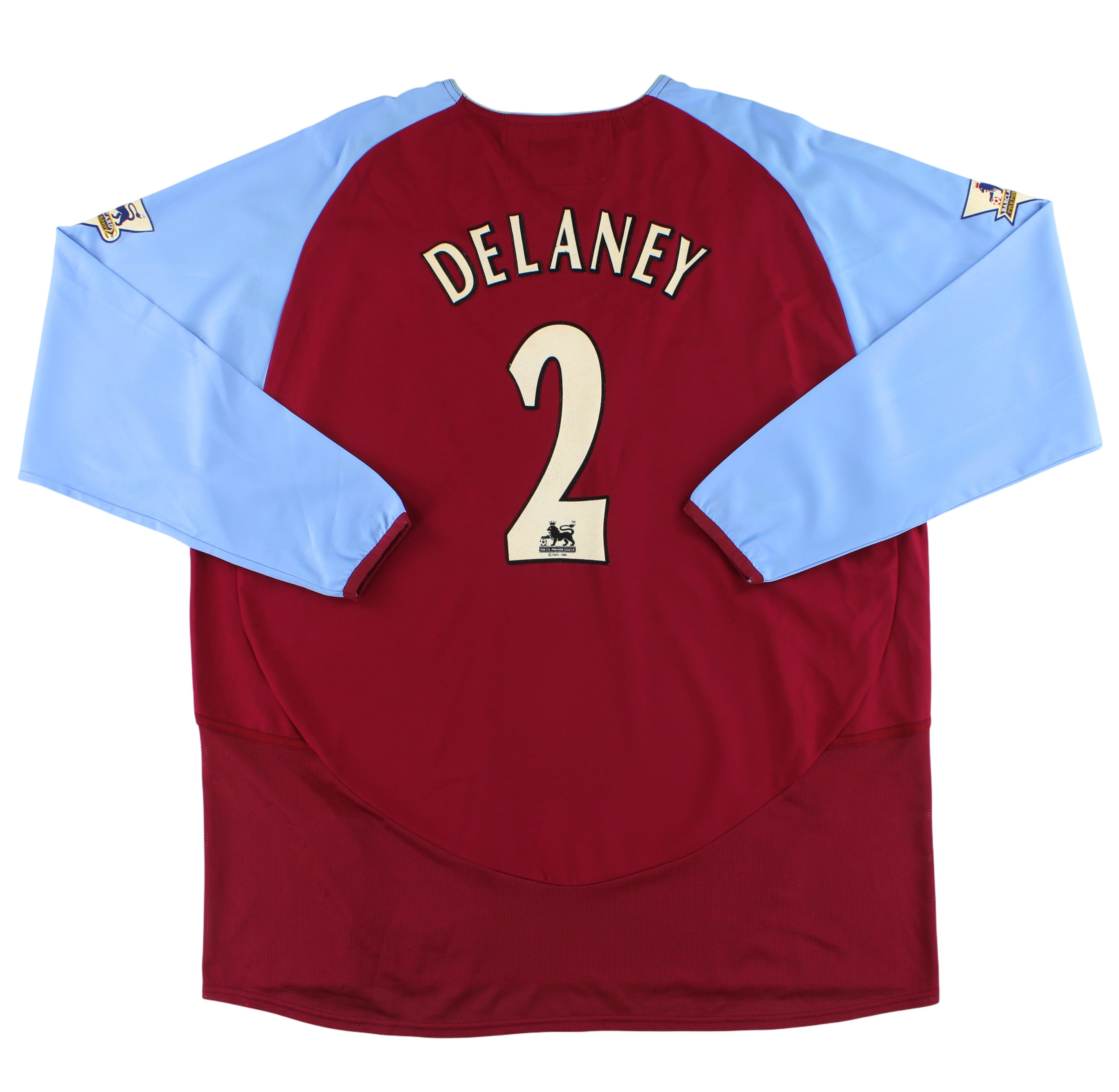 2003-04 Aston Villa Diadora 'Signed' Home Shirt Delaney #2 L/S