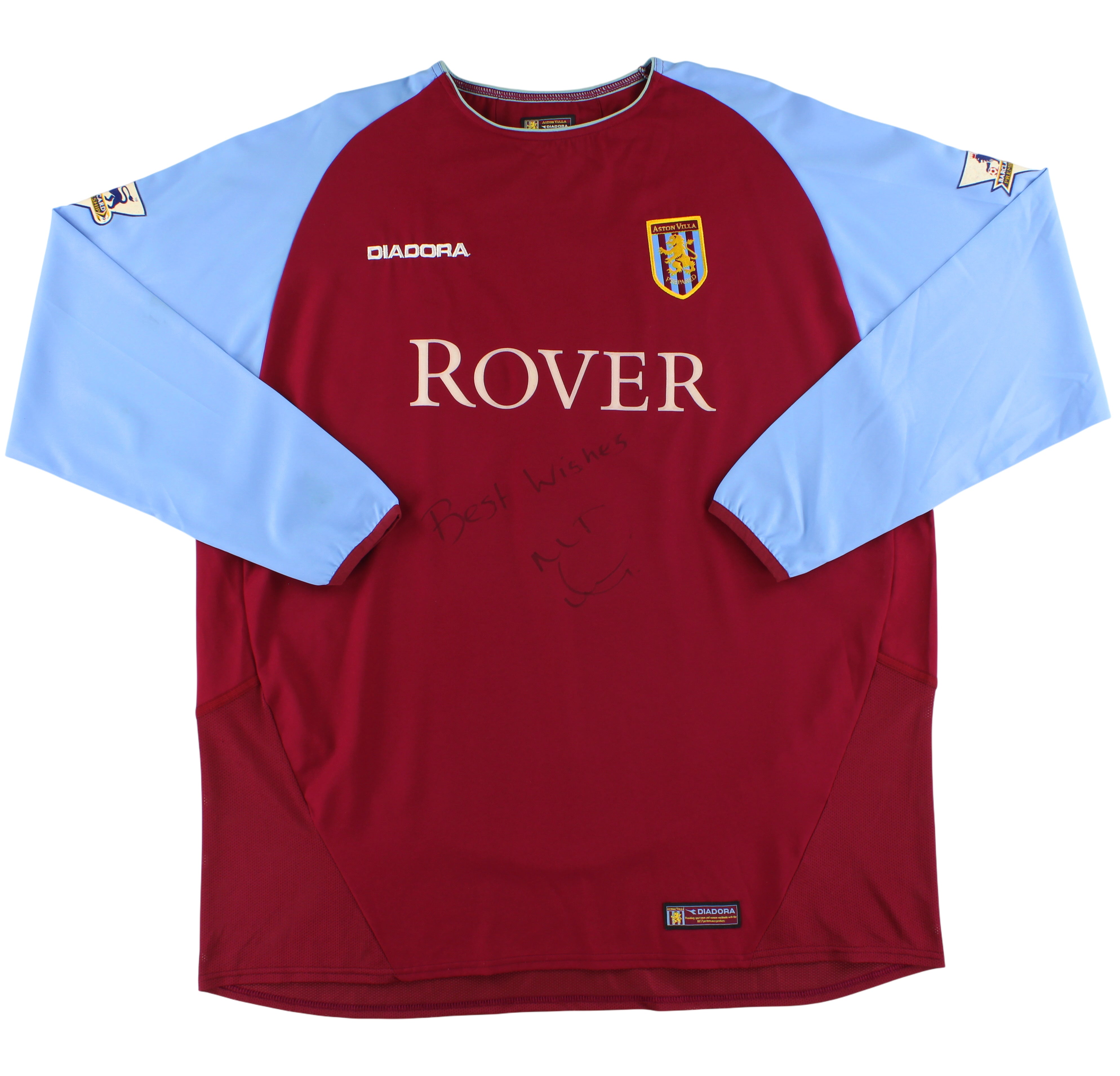2003-04 Aston Villa Diadora 'Signed' Home Shirt Delaney #2 L/S