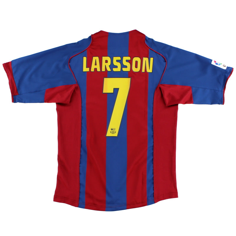 2004-05 Barcelona Home Shirt Larsson #7 L Football Shirt