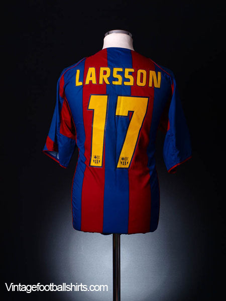 2004-05 Barcelona Home Shirt Larsson #17 XXL Football Shirt