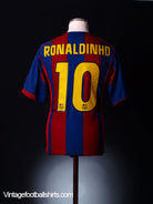 2004-05 Barcelona Home Shirt Ronaldinho #10 M.Boys Football Shirt
