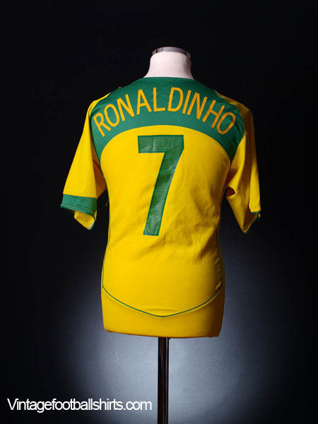 2004-06 Brazil Home Shirt Ronaldinho #7 XL Football Shirt
