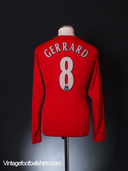 2004-06 Liverpool Home Shirt Gerrard #8 L/S M Football Shirt