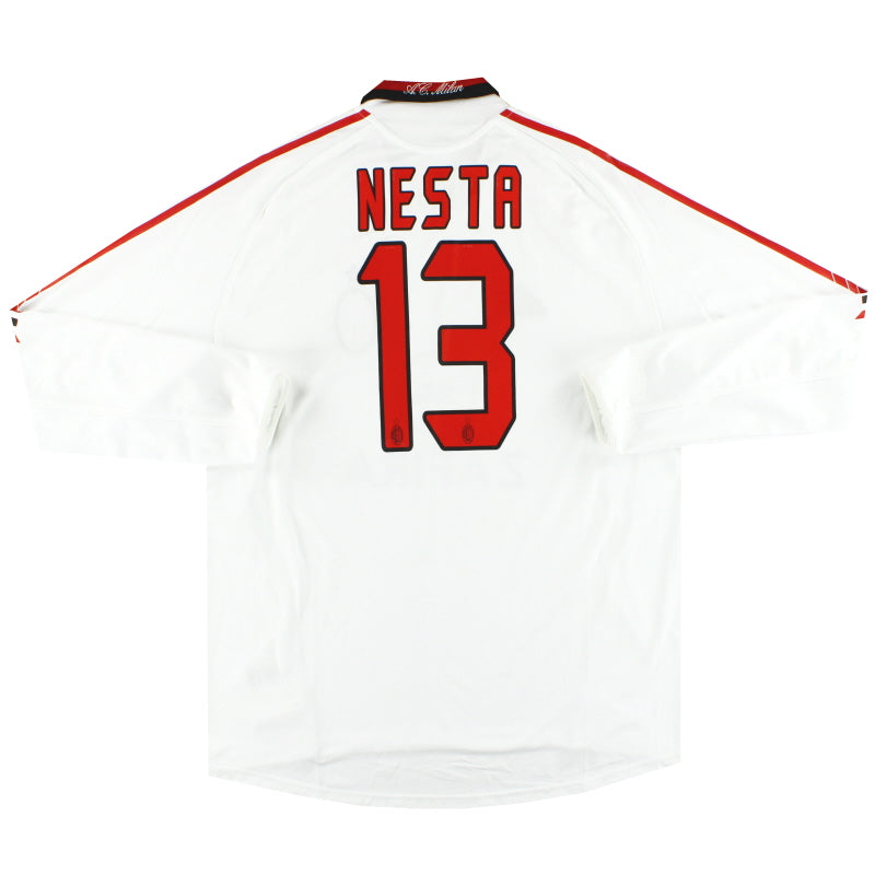 2005-06 AC Milan adidas Player Issue 'Formotion' Away Shirt Nesta #13 L/S XL Football Shirt