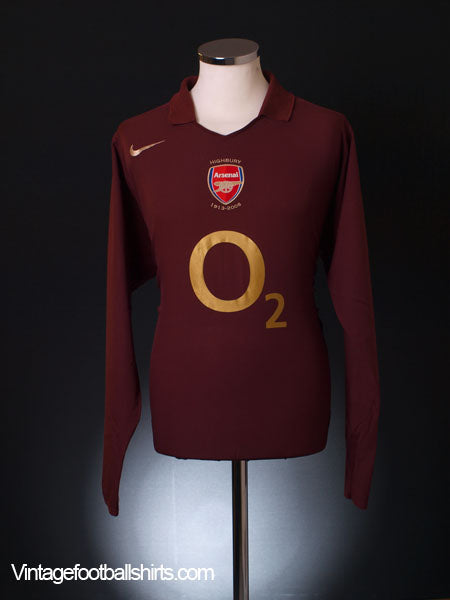 2005-06 Arsenal Highbury Home Shirt L/S XL | Vintage Football Shirts