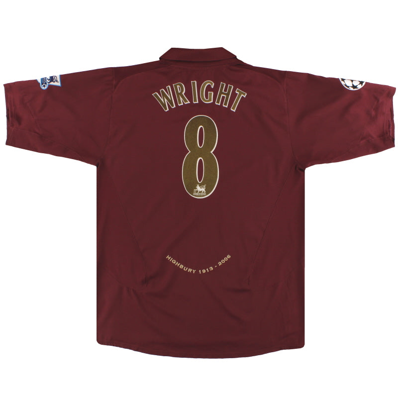 2005-06 Arsenal Nike Commemorative Highbury Home Shirt Wright #8 XL Football Shirt