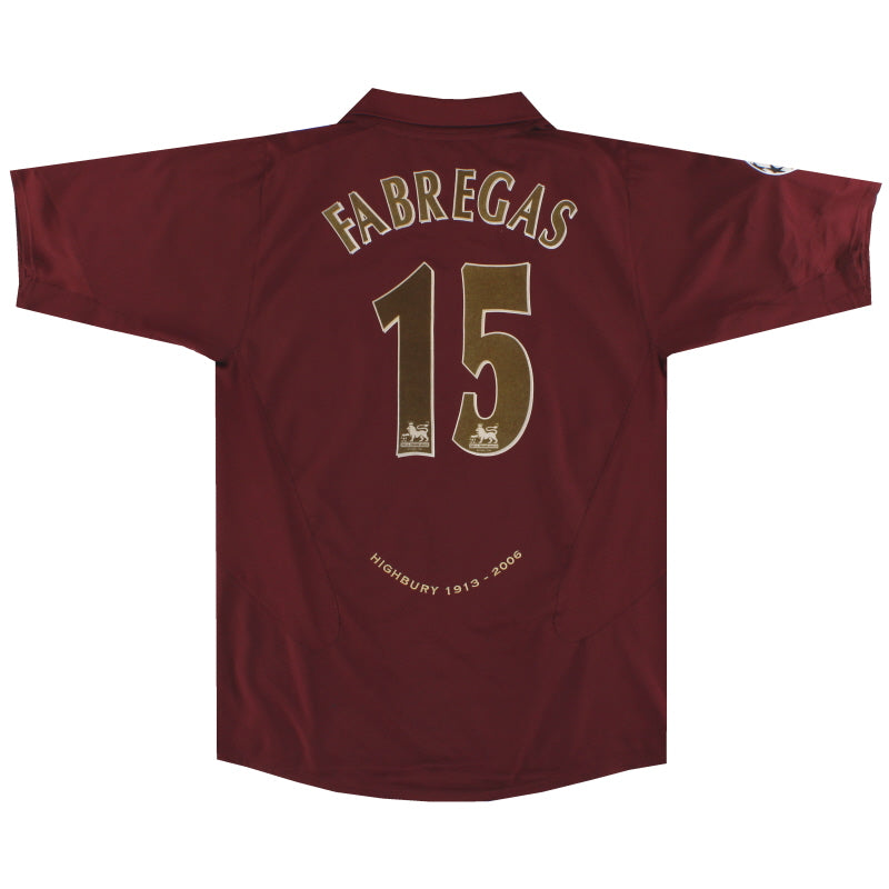 2005-06 Arsenal Nike Commemorative Highbury Home Shirt Fabregas #15 L Football Shirt