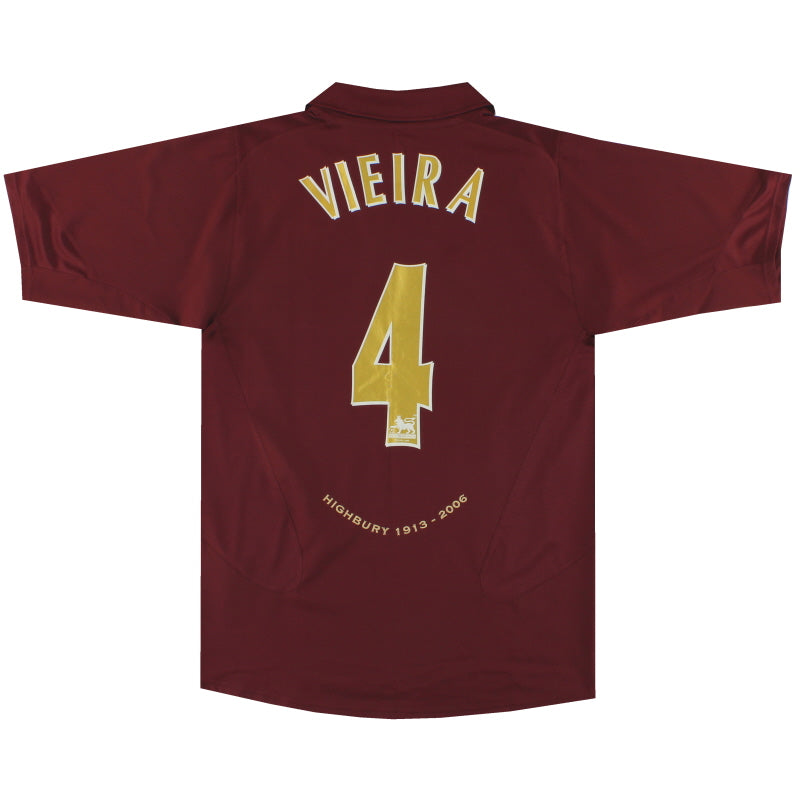 2005-06 Arsenal Nike Commemorative Highbury Home Shirt Vieira #4 M Football Shirt