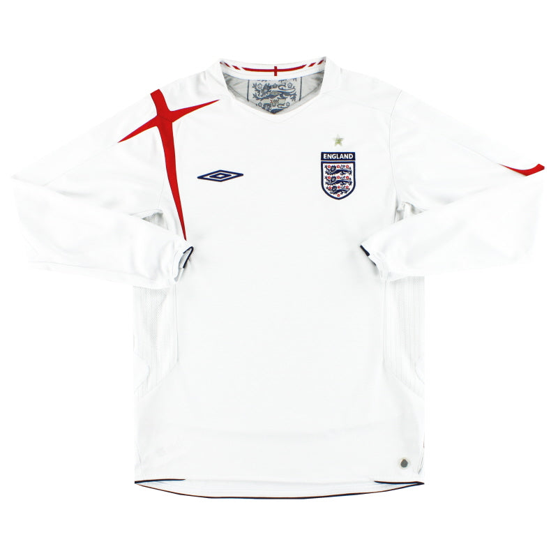 2005-07 England Umbro Home Shirt L/S M Football Shirt