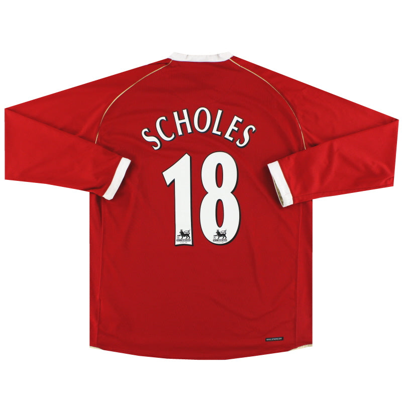 2006-07 Manchester United Nike Home Shirt Scholes #18 L/S L Football Shirt